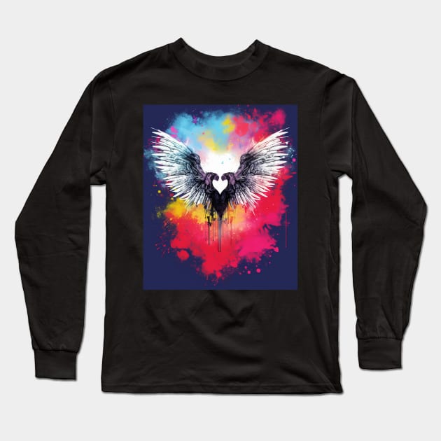 Aesthetic Y2k Fairy Wings Heart Alt Grunge Long Sleeve T-Shirt by Spit in my face PODCAST